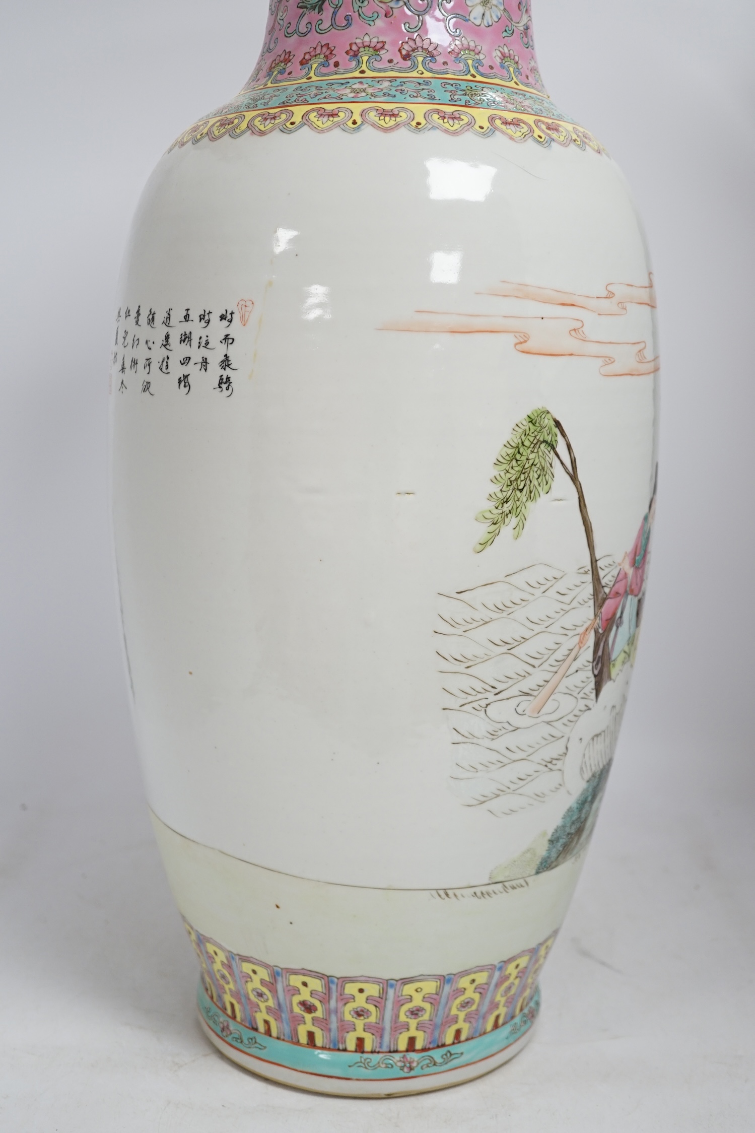 A large Chinese famille rose vase, 60cm. Condition - good